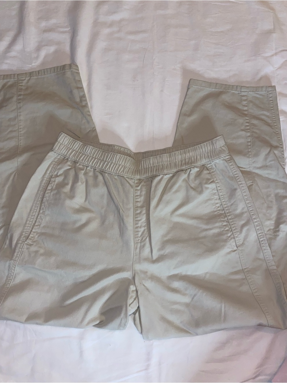 LOFT Men's Khaki Elastic-Waist Chinos in Light Tan